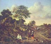 Esaias Van de Velde Portrait of a couple with two children and a nursemaid in a landscape oil painting on canvas